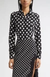 Carolina Herrera Polka-dot Button Down Shirt In Black/ivory