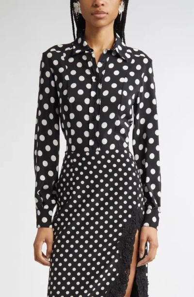 CAROLINA HERRERA CAROLINA HERRERA POLKA DOT SILK BUTTON-UP SHIRT