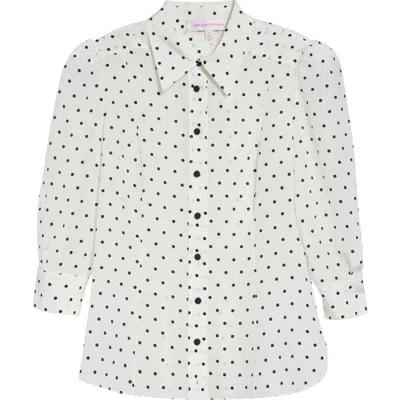 Carolina Herrera Polka Dot Silk Button-up Shirt In White