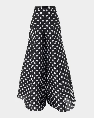 Carolina Herrera Polka-dot Silk Palazzo Pants In Blackivory