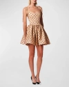 Carolina Herrera Dotted Cotton Mini Dress In Tan Multi