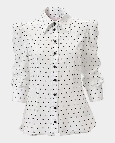 Carolina Herrera Polka Dot Blouse In White