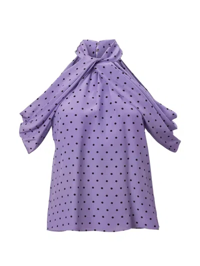 Carolina Herrera Polka-dot Halterneck Blouse In Purple