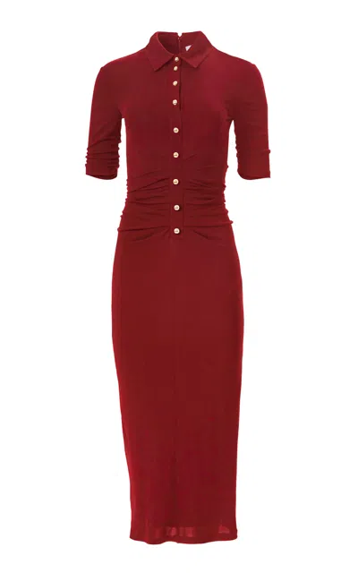 Carolina Herrera Polo Matte Jersey Midi Dress In Red