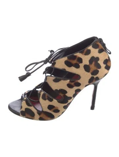 Pre-owned Carolina Herrera Ponyhair Animal Print Pumps In Multi