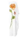 Carolina Herrera One-sleeve Draped Floral-print Crepe Gown In White