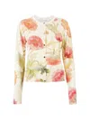 Carolina Herrera Floral Print Cardigan Sweaters And Cardigans White In Multi