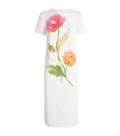 CAROLINA HERRERA CAROLINA HERRERA POPPY PRINT MIDI DRESS