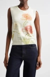 Carolina Herrera Poppy Print Silk & Cotton Sweater Tank In Multi