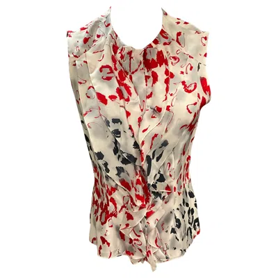 Pre-owned Carolina Herrera Print Blouse New With Tags In Sand