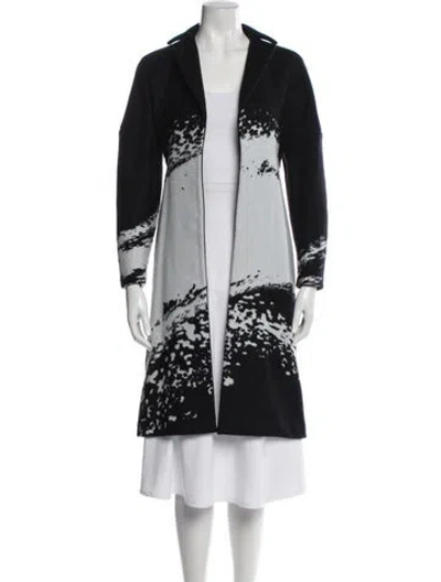Pre-owned Carolina Herrera Printed Coat In Black