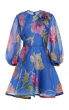 Carolina Herrera Printed Crepe Organza  Dress In Blue