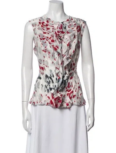 Pre-owned Carolina Herrera Printed Crew Neck Blouse In Multicolor