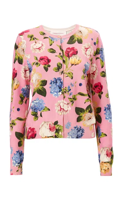 Carolina Herrera Printed Floral Knit Cardigan In Pink