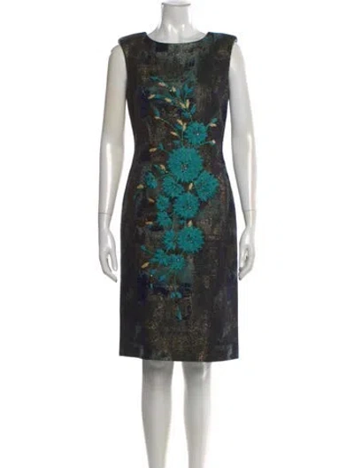 Pre-owned Carolina Herrera Printed Knee-length Dress In Blue