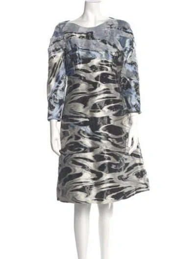 Pre-owned Carolina Herrera Printed Knee-length Dress In Blue