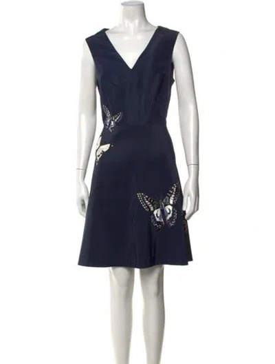 Pre-owned Carolina Herrera Printed Knee-length Dress In Blue