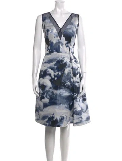 Pre-owned Carolina Herrera Printed Knee-length Dress In Blue