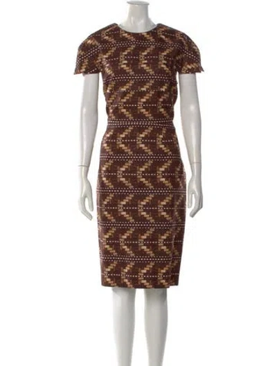 Pre-owned Carolina Herrera Printed Knee-length Dress In Brown