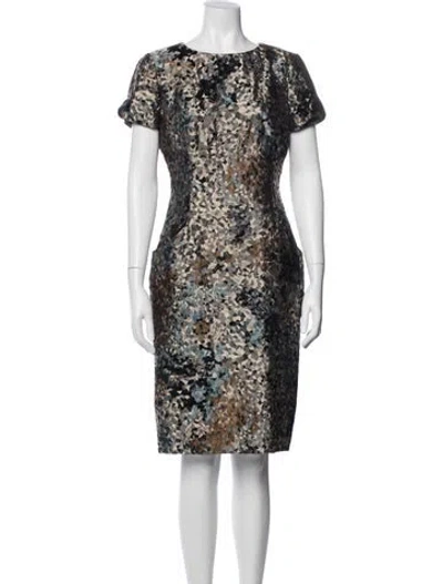 Pre-owned Carolina Herrera Printed Knee-length Dress In Gray