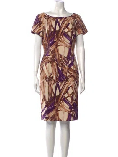 Pre-owned Carolina Herrera Printed Knee-length Dress In Neutral