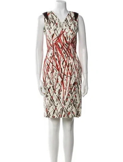 Pre-owned Carolina Herrera Printed Knee-length Dress In Neutral