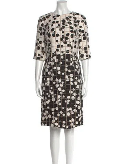 Pre-owned Carolina Herrera Printed Knee-length Dress In Neutral