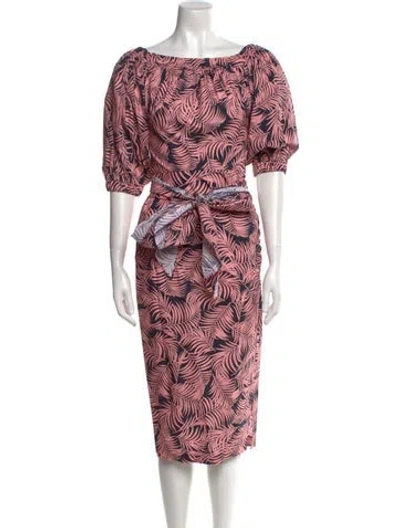 Pre-owned Carolina Herrera Printed Knee-length Dress W/ Tags In Pink