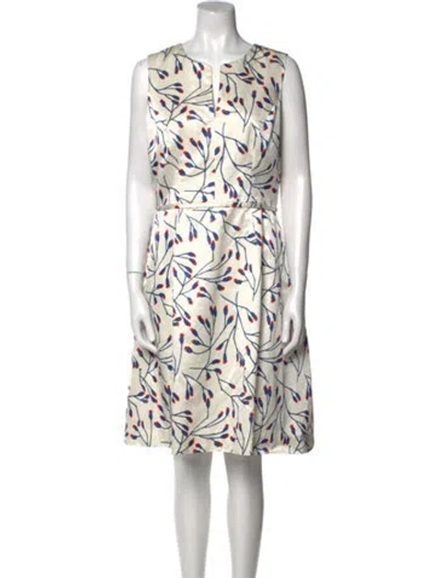 Pre-owned Carolina Herrera Printed Knee-length Dress In White