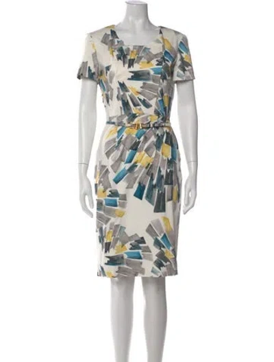 Pre-owned Carolina Herrera Printed Knee-length Dress In White
