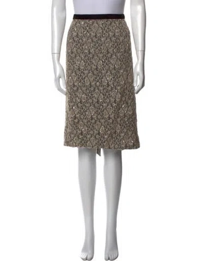 Pre-owned Carolina Herrera Printed Knee-length Skirt In Gold