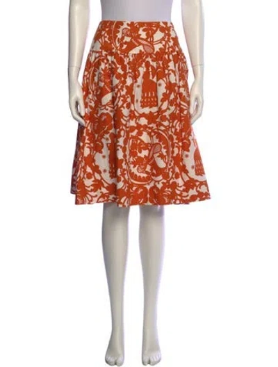 Pre-owned Carolina Herrera Printed Knee-length Skirt In Orange