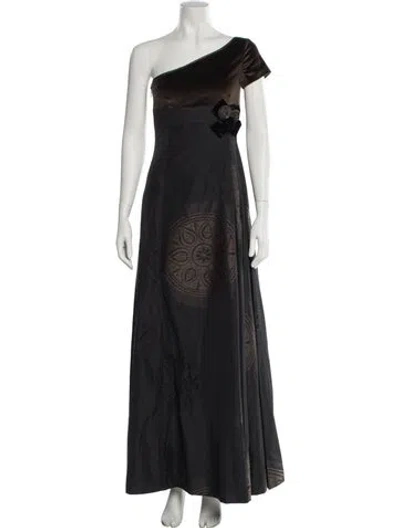 Pre-owned Carolina Herrera Printed Long Dress In Black
