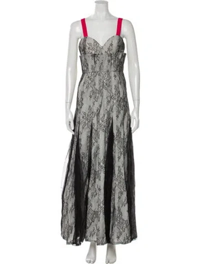 Pre-owned Carolina Herrera Printed Long Dress In Black