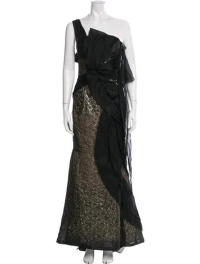 Pre-owned Carolina Herrera Printed Long Dress In Gold