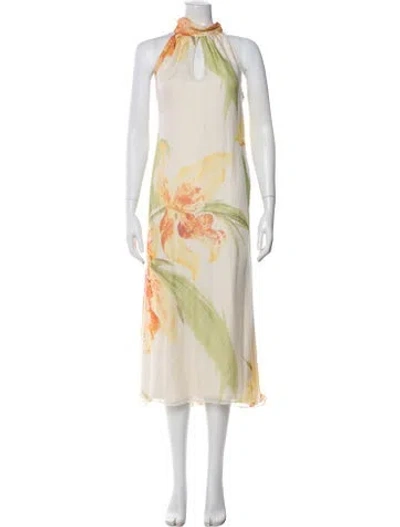 Pre-owned Carolina Herrera Printed Long Dress In Multi