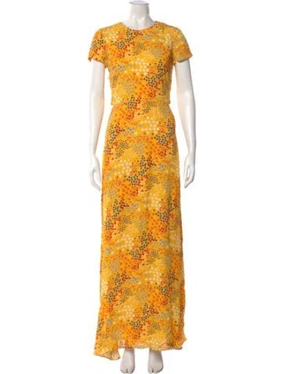 Pre-owned Carolina Herrera Printed Long Dress In Orange