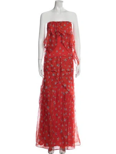 Pre-owned Carolina Herrera Printed Long Dress In Red