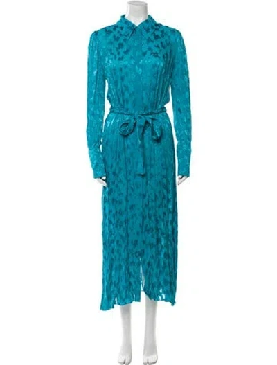 Pre-owned Carolina Herrera Printed Long Dress W/ Tags In Blue