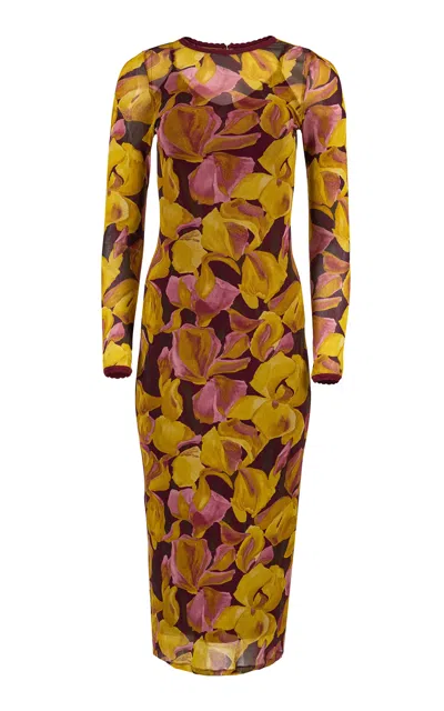 Carolina Herrera Printed Mesh Dress In Multi