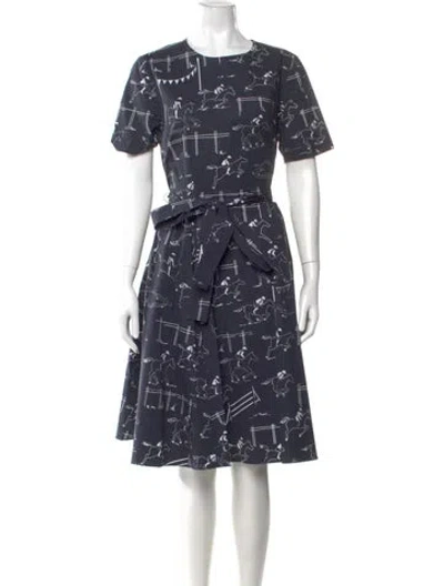 Pre-owned Carolina Herrera Printed Midi Length Dress In Blue