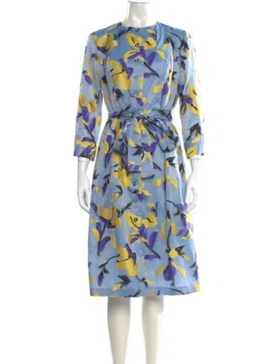 Pre-owned Carolina Herrera Printed Midi Length Dress In Blue