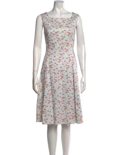 Pre-owned Carolina Herrera Printed Midi Length Dress In Blue