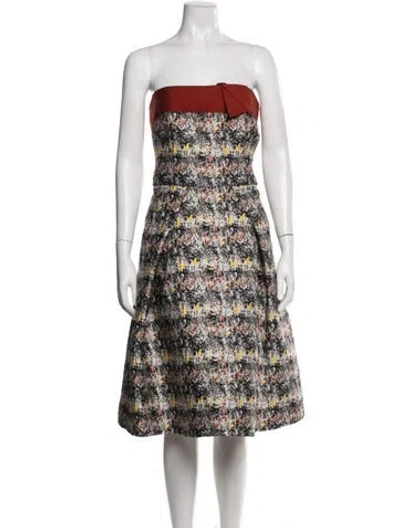 Pre-owned Carolina Herrera Printed Midi Length Dress In Multi