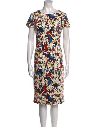 Pre-owned Carolina Herrera Printed Midi Length Dress In Neutral