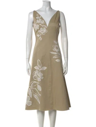 Pre-owned Carolina Herrera Printed Midi Length Dress In Neutral