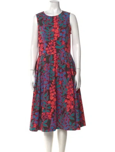 Pre-owned Carolina Herrera Printed Midi Length Dress In Pink
