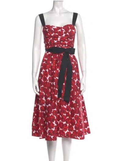 Pre-owned Carolina Herrera Printed Midi Length Dress In Red