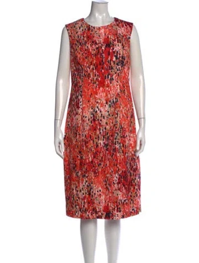 Pre-owned Carolina Herrera Printed Midi Length Dress In Red