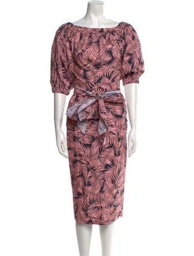 Pre-owned Carolina Herrera Printed Midi Length Dress W/ Tags In Pink